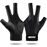 FITFIV Billiard Pool Glove for Left Hand, 3-Finger Snooker Cue Glove