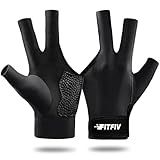 FITFIV Billiard Pool Glove for Left Hand 3 Finger, Durable Double Stitching, Snooker Cue Sport Glove Adjustable Popular Sizes for Men & Women
