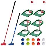 Lenwen Indoor Mini Golf Putting Set for Kids & Family Include 2 Adjustable Golf Putter for Right or Left Handed Players 10 Practice Balls 6 Putting Cup with Flags for Backyard Office Fun Game & Gift