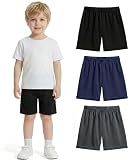 PUMYOON 3 Pack Toddler Boy Shorts Boys Athletic Shorts Toddler Shorts Kids Soccer Shorts Quick Dry Mesh Elastic Waist Active Shorts 2T 3T 4T 5T 6T