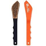 Boar Hair Rock Climbing Brush with Ergonomic Handle, Bouldering Boulder Brush as Durable Cleaning Tool for Climbing Chalk and Climbing Holds on Climbing Wall Indoor or Outdoor (Black&Orange)