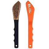 Boar Hair Rock Climbing Brush with Ergonomic Handle, Bouldering Boulder Brush as Durable Cleaning Tool for Climbing Chalk and Climbing Holds on Climbing Wall Indoor or Outdoor (Black&Orange)