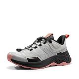 NORTIV 8 Women's Lightweight Hiking Shoes Quick Laces Outdoor Fashion Sneakers Gladiator,Size 8,Grey Pink,SNHS239W