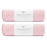 S&T INC. Aura Yoga Mat Towel with Non-Slip Grip, Enhanced Silicone Grip, Soft and Absorbent for Gym, Pilates, and Hot Yoga Mat, 2 Pack, 24 inches x 72 inches, 340GSM, Pink