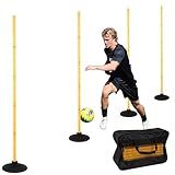 Neoaider 6 FT Agility Poles for Soccer, Basketball, Football, Equestrian, Pet Training, 4 Pack Detachable Soccer Poles w/Rubber Bases, Pole Bending Poles for Horses, Indoor/Outdoor Use