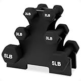 BalanceFrom Neoprene Coated Iron Dumbbell Hex Weights Set with Stand – Color-Coded or Black Options with Non-Slip Grip for Strength Training, Resistance Workouts, and Home Gym Fitness