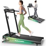 UREVO Foldimix 5L Treadmill with Multifunctional Desk, 9% Auto Incline Walking Pad for Home Office, Quiet 3.0HP Dual, 14-Point Shock Absorption, Folding Running Machine for Laptop/Work