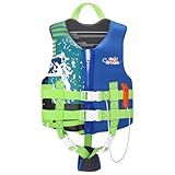 HeySplash Toddler Swim Vest, Kids Floaties Swimming Jacket, Jumper Swimsuit with Adjustable Strap, Float Puddle Vest, Buoyancy Swimwear for Girls and Boys Aged 6-9 Years / 50-80lbs, Indigo