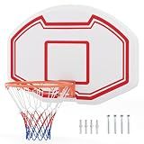 Goplus Large Wall Mounted Basketball Hoop, 36" x 24" Shatter-Proof Backboard with 18" Standard Rim, Anti-Tear Net, Indoor Outdoor Basketball Games for Background