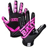 Battle Sports Ultra-Stick Wide Receiver Football Gloves - Adult & Youth Football Gloves - Adult Large, Pink/Black