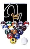 Billiard Balls Complete Set Pool Table 16 Balls with Cue Ball, Polyresin
