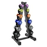 HolaHatha Neoprene Dumbbell Weights Set with Rack, 106 Lbs, Multicolor