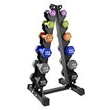 HolaHatha Neoprene Dumbbell Weights Set & Rack for Home Workout, 106 Lbs, Multicolor