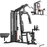 Sportsroyals Home Gym Equipment, 150LBS Weight Stack, Full Body Workout Machine with Pulley System for Strength Training (Ink Black)