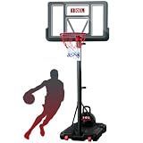 IGL Portable Basketball Hoop, 5.6-10FT Adjustable Basketball Goal System, 44 Inch Outdoor Basketball Hoop & Goals for Kids, Youth, and Adults in The Backyard, Driveway with PC Backboard (Black)