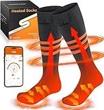 Heated Socks for Men Women with APP Control, Upgraded Rechargeable Electric Heated Socks Up to 10 Hours, Washable Winter Foot Warmer Socks for Outdoor Camping Skiing Hunting Hiking