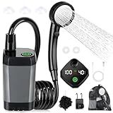 Spopal Portable Shower for Camping, [Long-Lasting] 6000mAh Rechargeable(GY) | Camping Shower with Intelligent LED Display, 4 Spray Modes, IPX7 Waterproof Outdoor Camp Pump for Hiking, Travel, Car, Pet