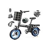 Electric Bike for Adults 500W Motor, Foldable 14" E-Bike 23MPH, 35 Mile, Removable 48V 12Ah Battery, UL 2849 Certified, AI Chip,Multi-Shock Absorption,Anti-Theft Remote, Dual Disc Brakes,Commuting
