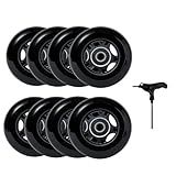 VORTRACK 8-Pack Inline Skate Wheels 85A with ABEC-9 Bearings, 64mm 70mm 72mm 76mm 80mm Sizes, Indoor & Outdoor Use for Roller Hockey, Inline Skates, Scooter and Luggage Repair (80mm)
