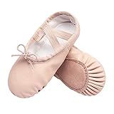 Stelle Ballet Shoes for Girls Toddler Ballet Slippers Soft Leather Boys Dance Shoes for Toddler/Little Kid/Big Kid(Ballet Pink (with Lace), 12ML)