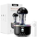 300ML Jellyfish Essential Oil Diffuser, Quiet Aromatherapy Mist Diffusers for Essential Oils, with 7 LED Color Changing Light and Auto-Off Switch, Suitable and Families Humidifiers for Bedroom（Black）