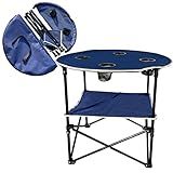 ZRSCHYG Camping Table & Beach Table, – Portable 2-Tier Foldable Table with 4 Cup Holders & Carry Bag, Lightweight Waterproof Oxford Fabric for Outdoor Adventures, Picnic, Tailgating, and Fishing