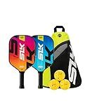 Selkirk Sport SLK Neo Fiberglass Pickleball Paddles Set of 2 | Designed in The USA | Complete Pickleball Set with 2 Pickle Ball Rackets, 3 Hybrid+ Balls, and SLK Sling Bag | Electric Sunset & Oasis