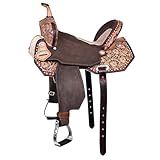 HILASON Western Horse Flex Tree Barrel Trail in American Leather Saddle Brown | for Horses