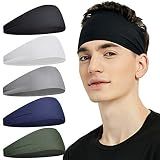 Pilamor Sports Headbands for Men 5 Pack,Sweatbands for Men Workout,Running