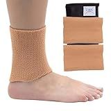 CRS Cross Ankle Gel Sleeves. One Pair of Premium Padded Skate Socks to Cushion and Protect Ankle, Foot and Leg for Figure Skating, Ice Hockey, Roller, Inline Skates. Riding or Ski Boots. (Tan)