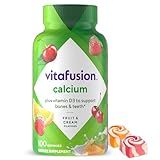 vitafusion Chewable Calcium Gummy Vitamins for Bone and Teeth Support, Calcium Gummies, Fruit and Cream Flavor, 100 Count, 50 Day Supply