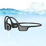 Soft Liquid Silicone Bone Conduction Swimming Headphones Underwater,IPX8 Waterproof Earbuds,Open Ear Swim Headphone with Skin-Friendly Silicone/Built-in 32G MP3-Player Earphones for Swimming-Black
