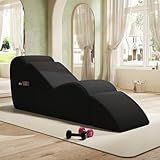 Yoga Chairs for Adults, Chaise Lounge Chair, Chaise Lounge with Waist Pad, Foot Pad, Side Pockets, High Density Foam Non-Slip Bottom, Yoga Chair for Relaxation Stretching Exercise (Black)