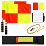 Professional Soccer Referee Kit - Linesman Flags, Red Yellow Cards, Whistle
