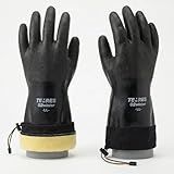 SHOWA TEMRES 282-02 Waterproof Insulated Winter Work Gloves, Breathable Polyurethane, Integrated Drawstring Gaiter Snow Cuff, Thermal Fleece for Skiing, Ice Fishing, Black, Large, 1 Pair