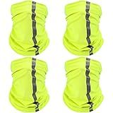 SATINIOR 4 Pcs Neck Gaiter for Men Reflective Face Mask Cover, UV Sun Protection Neon Balaclava Hi Vis Bandana for Work(Yellow)
