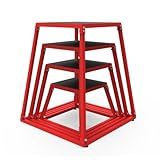 12/18/24 /30Inch Steel Plyo Box for Exercise, Plyometric Jumping Box,Metal Exercise Step Up Box with Anti-Slip Surface for Home Gym,Red