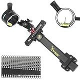 Compound Bow Sight 1 Pin,4X 6X 8X Lens, 0.019" Fiber, Carbon Fiber Long Bar, Micro Adjustable Sight Right-Hand High-end Competitive Outdoor (Only Bow Sight)