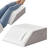 MEGCXIT Leg Pillow Elevation Blood Circulation, Leg Wedge for Elevation for Swelling, Leg Elevating Pillow for After Surgery, Memory Foam Foot Knee Pillow for Back Sleeping 23.6×16.8×8 Inch White/Grey