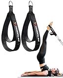Wonderful Day 2PCS Pilates Straps for Reformer with Storage Bag & Gift Box, Comfortable Enhanced Thickness, Fitness D-Ring Double Loop Exercise Straps for Home Gym Workout（Black-Premium Version）