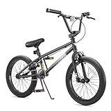 67i Boys BMX Bike 18/20 Inch Ages 8-12 Kids Bicycle with Front Rear U Brake Adjustable Seat Iron Fork 2.09" Wide Tire (18'' (Without Pegs), Black)