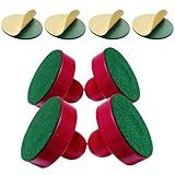 96mm Air Hockey Paddles and Strikers (4-Pack) – 3.78 Inch Heavy Duty Replacement Set for Standard Game Tables – Includes 4 Spare Felt Pads for Smooth Glide – Red Pusher Handles for Adults and Kids