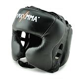 MaxxMMA Headgear L/XL Boxing MMA Training Kickboxing Sparring Karate Taekwondo (Black)