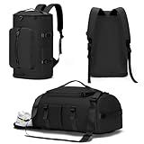 Gym Bag for Men Women with Shoes Compartment - Duffle Bag, Travel Backpack, Sports Backpack, Weekender Overnight Bag with Wet Pocket - Black, MIYCOO