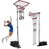 AugFir Volleyball Setter & Spike Trainer, Adjustable Height 93"-126" Volleyball Trainer with 88LBS Sandbag Base & Transport Wheels, Solo Practice Tool for Indoor & Outdoor Use Spiking & Drills