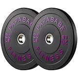 PAPABABE Strength Training Bumper Plates Pair of 20lb Olympic Weight Plates Rubber Bumper Plates with Steel Insert Home Gym Workout Weights Plates 2 Inch Barbell Weights For General Fitness