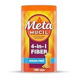 Metamucil 4-in-1 Psyllium Husk Fiber Supplement, Sugar-Free, 180 teaspoons, Orange Flavored, Daily Fiber Powder for Digestive Health, made with Plant-Based Psyllium Husk Fiber