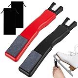 Therwen 2 Pcs Hockey Skate Sharpener Ice Skate Sharpener Tool Double Sided with Sharpening Stone Portable Ice Skating Accessories for Hockey Skates Red and Black