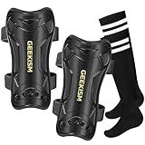 Soccer Shin Guards for Youth Kids Toddler, Upgraded Double Straps & Thicker, More Stable Protected Soccer Equipment - Football Gear for 3-5-7 4-6-8-10-12-14 Years Old Child Teens Boys Girls (Black, M)