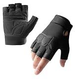 SUJAYU Fingerless Outdoor Gloves for Men Women, Knuckle Protection for Cycling Hiking Bicycle Riding Motorcycle Gloves for Men Women (Black, Medium)